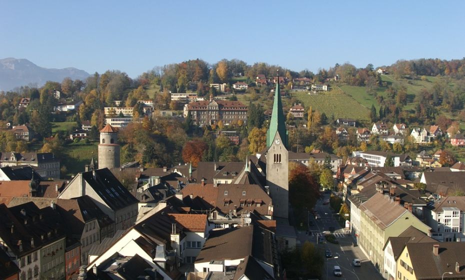 Friedrich Böhringer Dom St. Nikolaus und Katzenturm von der Schattenburg aus gesehen